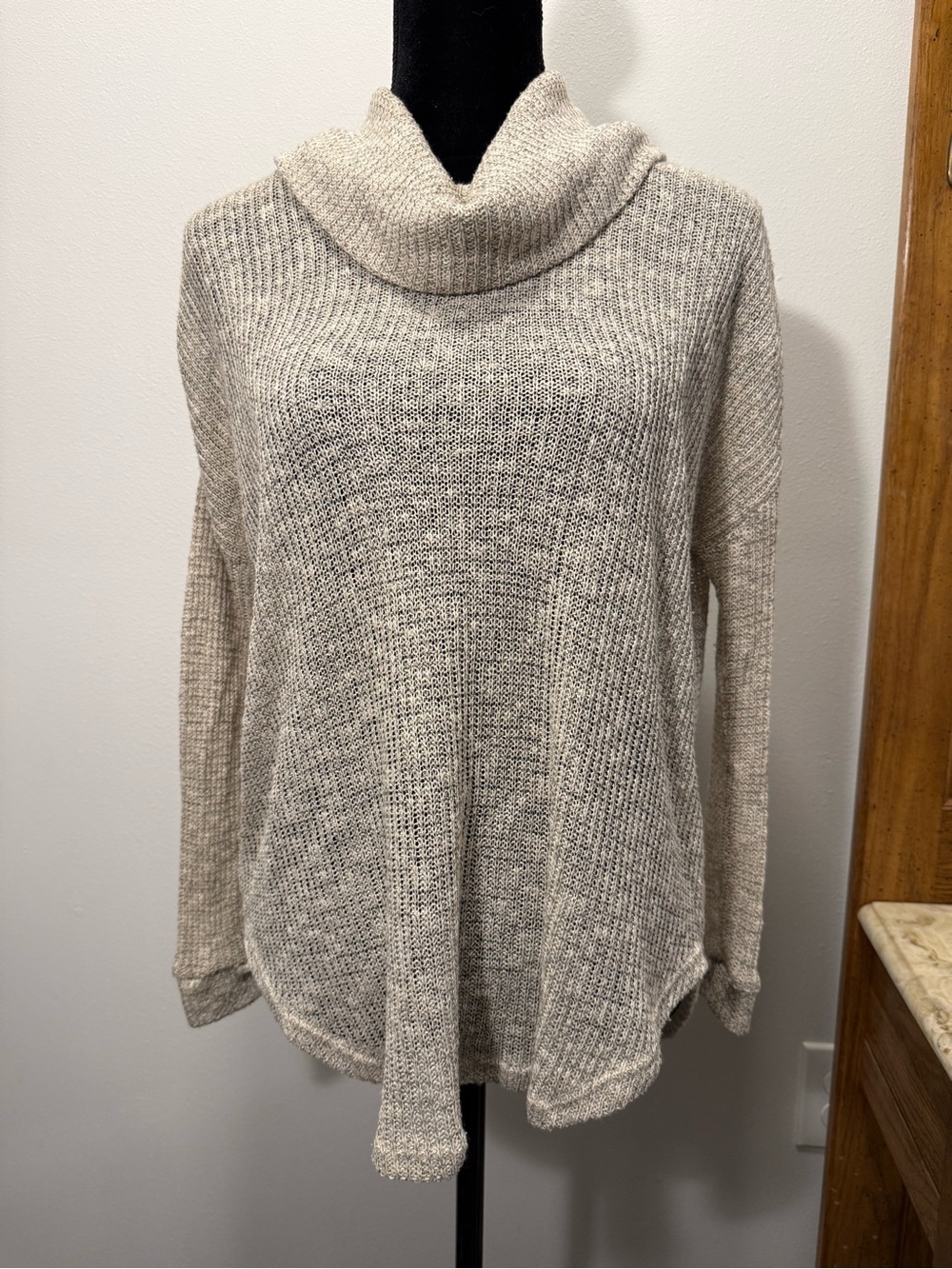Lush Neutral Marled Cowl Neck Sweater